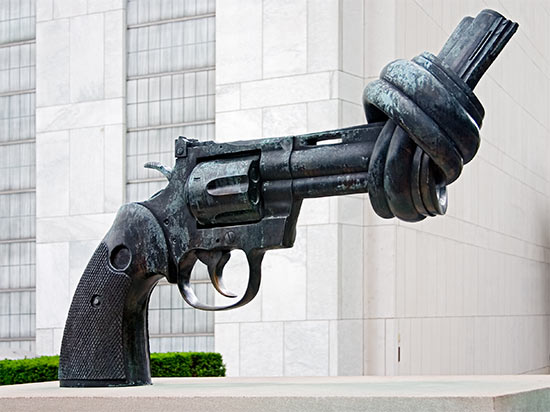In front of the UN building in NYC. The UN's stance on gun control anyone?